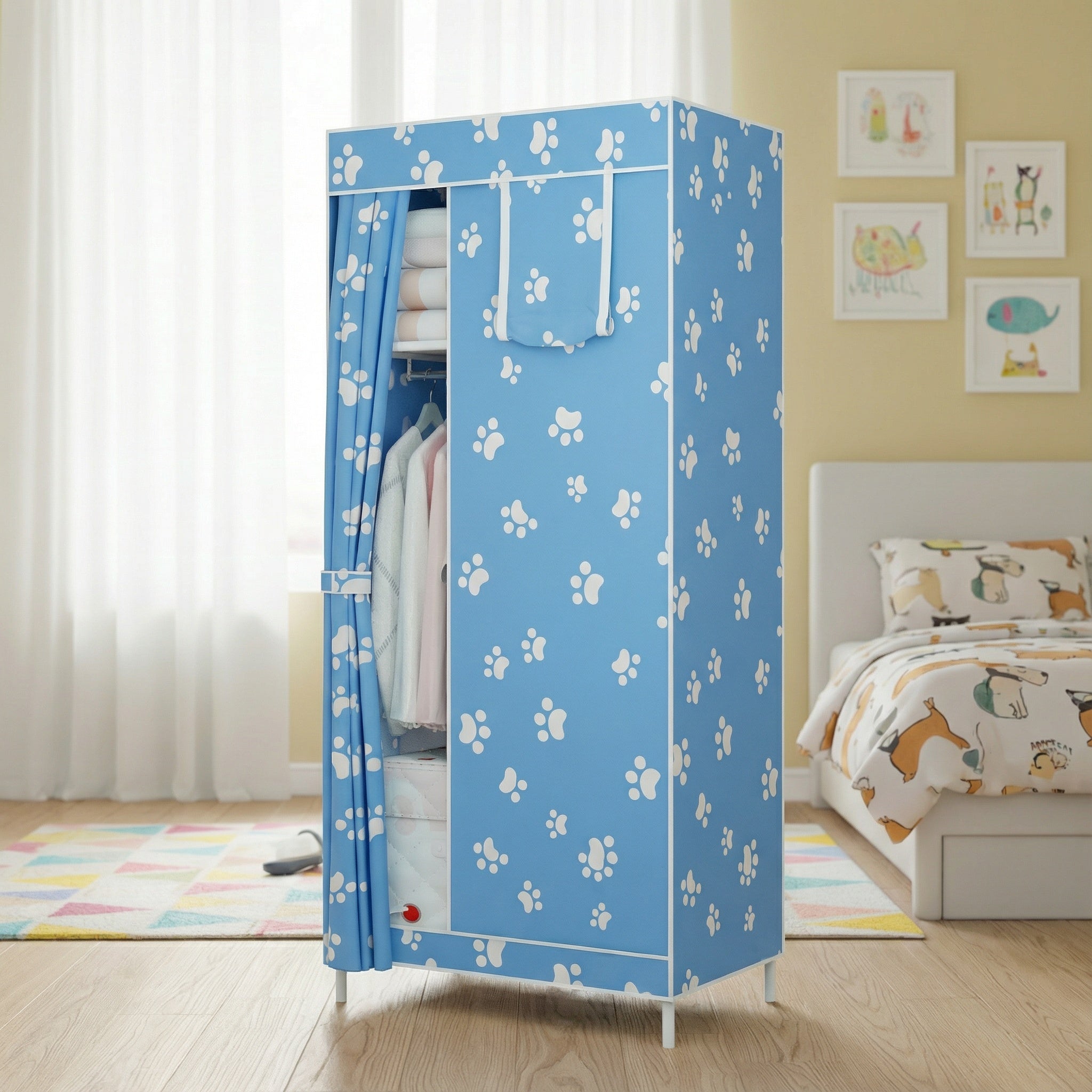 Armadio Guardaroba Portatile in Tessuto con Stampe