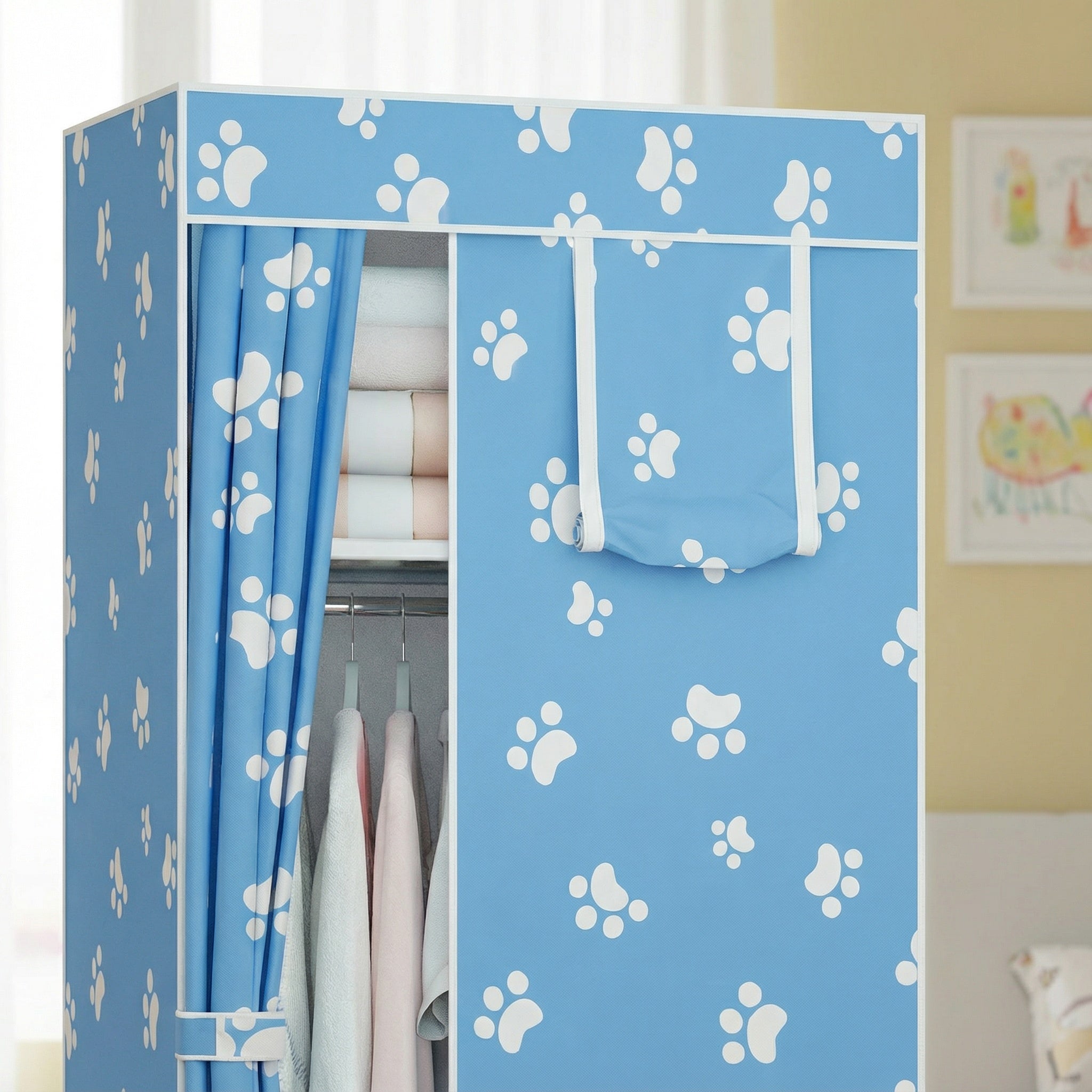 Armadio Guardaroba Portatile in Tessuto con Stampe